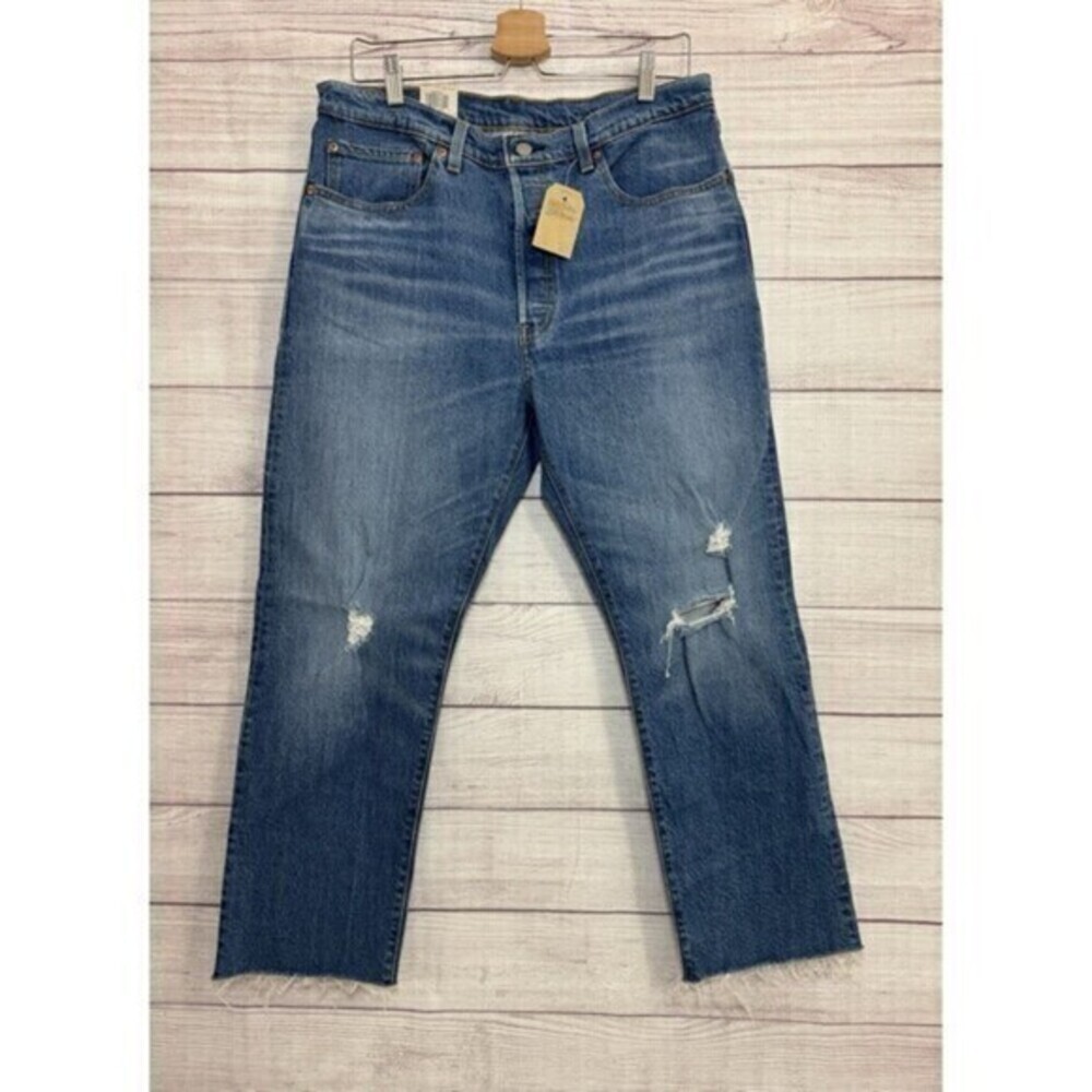 Levi's 501 Jeans Womens 32 X 26 Cropped Straight Leg High Rise Distressed
